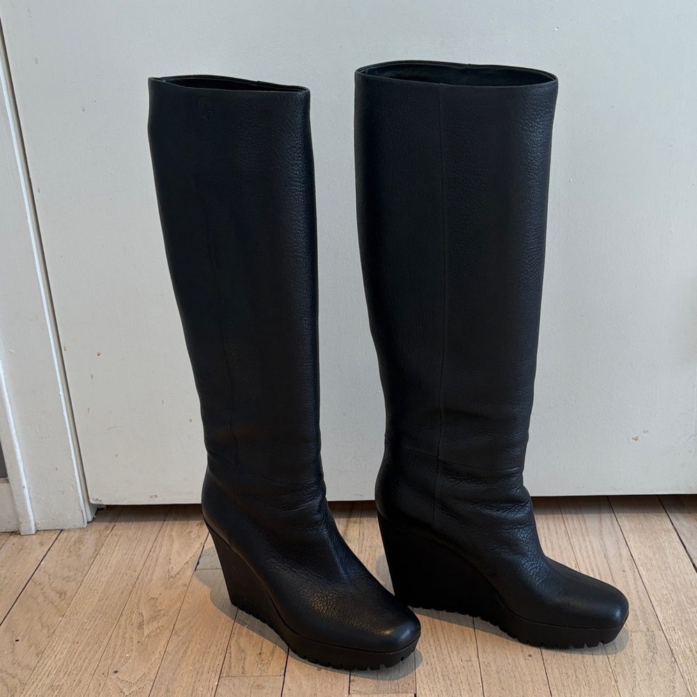 Gucci black Wedge Knee-High Boots